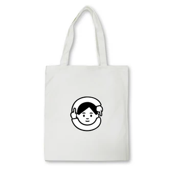 

Fashion Funly Girls Print Women Student Cotton Shoulder Tote Handbag Eco Shopping Bags Large Capacity Canvas Pouch Bolsos Mujer