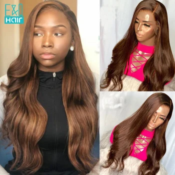 

Dark Brown Lace Front Human Hair Wigs For Women PrePlucked Brazilian Remy Closure Wig Body Wave 13x6 Lace Front Wig 150%
