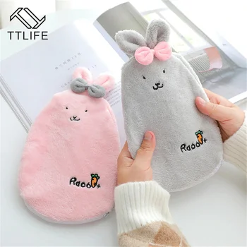 

New Cartoon Rabbit Explosion-proof Plush Fabrics Hot Water Bottle Cover Warm Water Bag Removable Washable Hot Water Bottle Cover