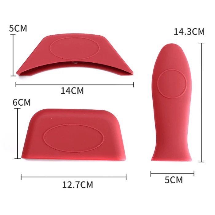 1 Set Silicone Hot Handle Holder Non Slip for Cast Iron Skillet Frying Pans Griddle JS23
