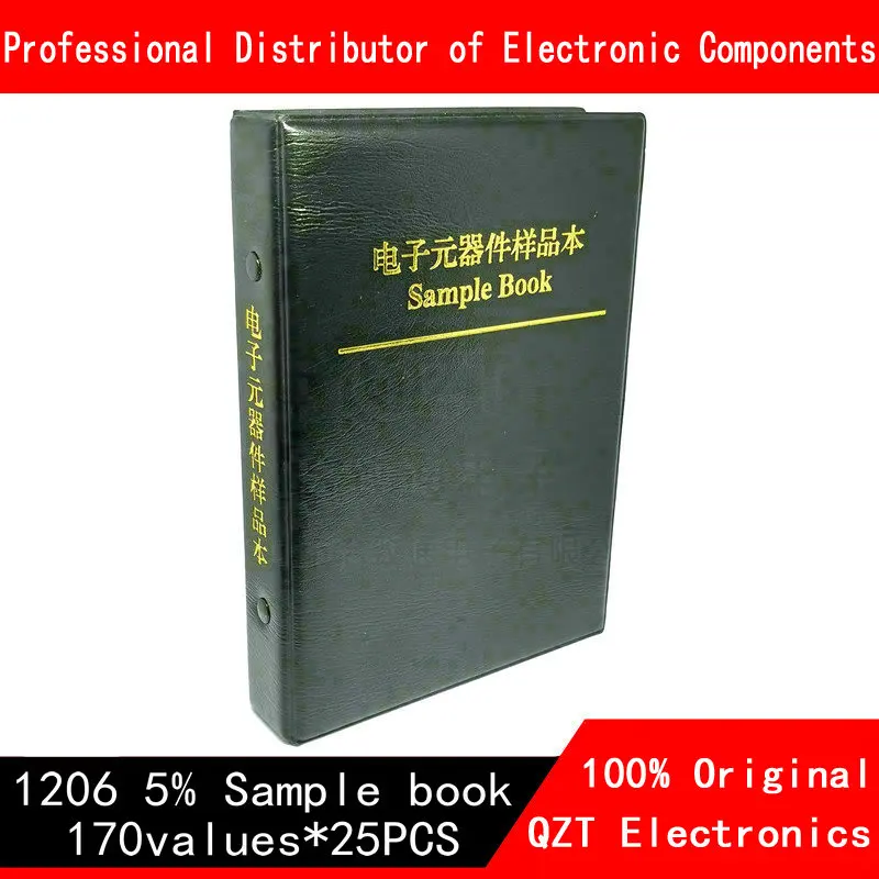 New 1206 SMD Resistor Sample Book 5%  Tolerance 170valuesx25pcs=4250pcs Resistor Kit 0R~10M 50pcs lot resistor capacitor inductor ic smd smt components sample book empty page for 0402 0603 0805 1206 electronic component