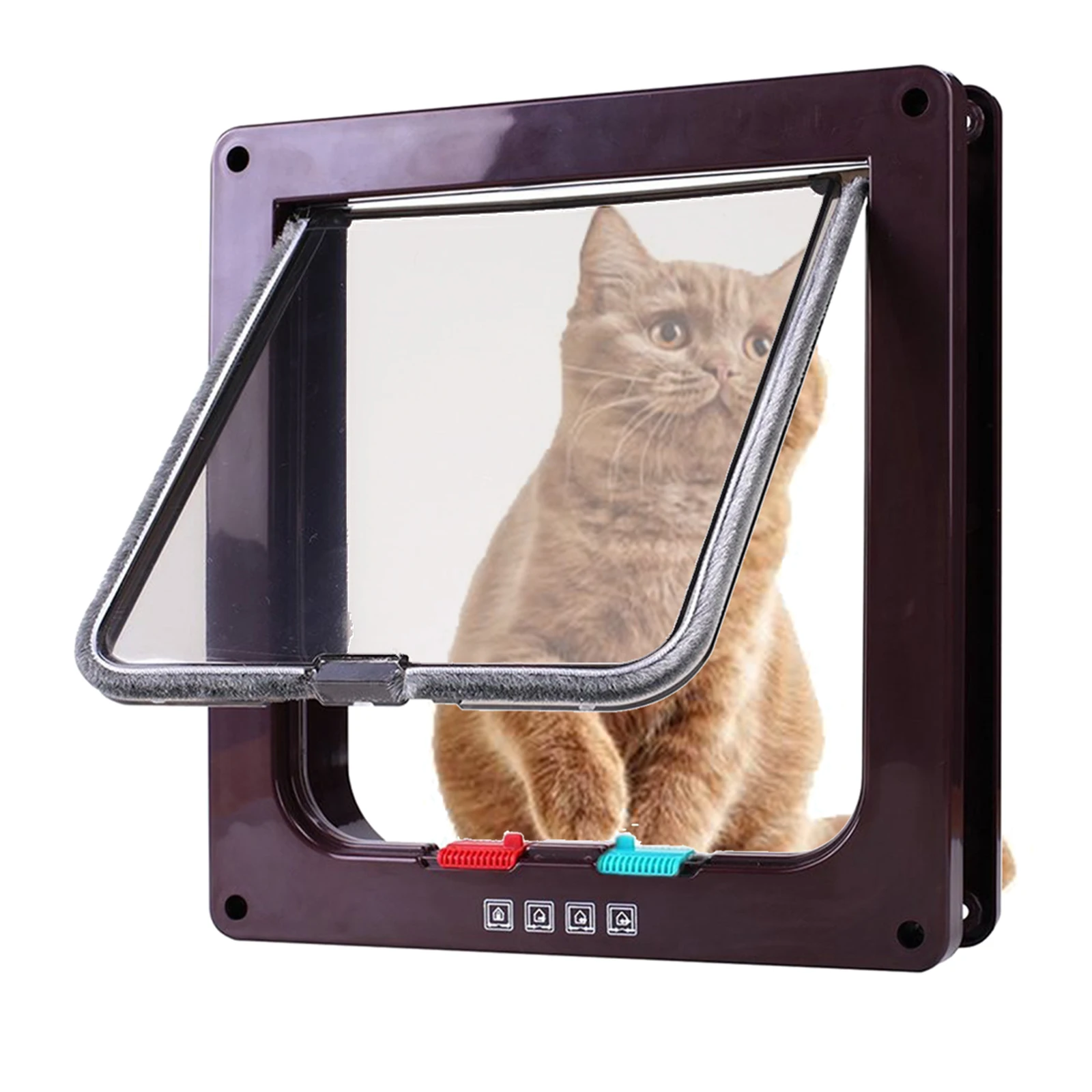 4 Way Lockable Dog Cat Kitten Door Security Flap Door Plastic S/M/L Animal Small Pet Cat Dog Gate Pet Supplies