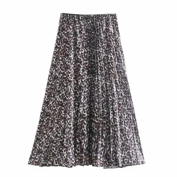 

Women pleated skirt Spring Autumn Leopard Skirt Faldas mujer moda 2020 Plus size Womens Streetwear Long skirts for women