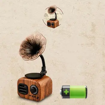 

Mini Wireless Bluetooth Portable Computer KC Certified Mobile Outdoor Audio Speaker AS90 Retro Wooden Speaker Phonograph