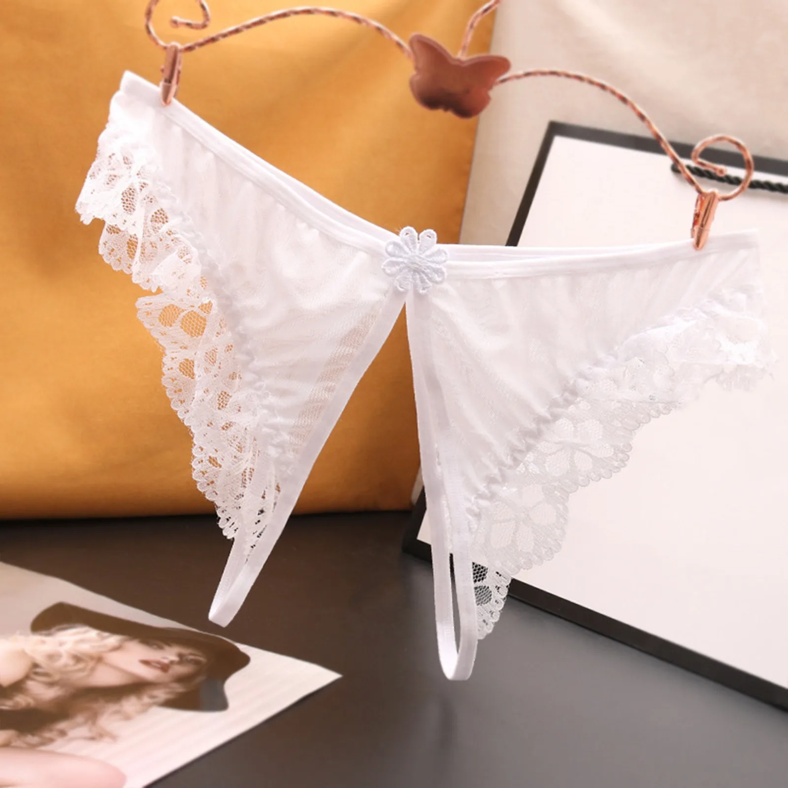 Sexy Lingerie Panties for Women Lace Crotch Opening G-string Thong Hollow  Out Transparent Briefs Women Underwear Low-Waist Panty - AliExpress