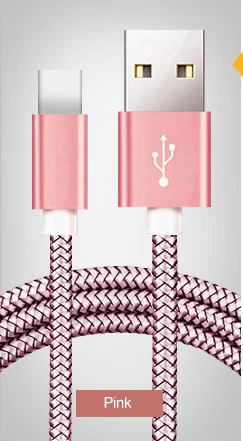 Micro USB кабель type-C кабель 1,5 м/1 м/2 м/3 м все длина Дата USB зарядное устройство кабель для huawei p20 для Xiaomi Mi8 Mi9 для телефона Android - Цвет: Розовый