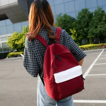 

School Bag Female Student Fashion Simple Large Capacity Backpack Solid Color Bag School Ladies Female Small Multi-Function Kids