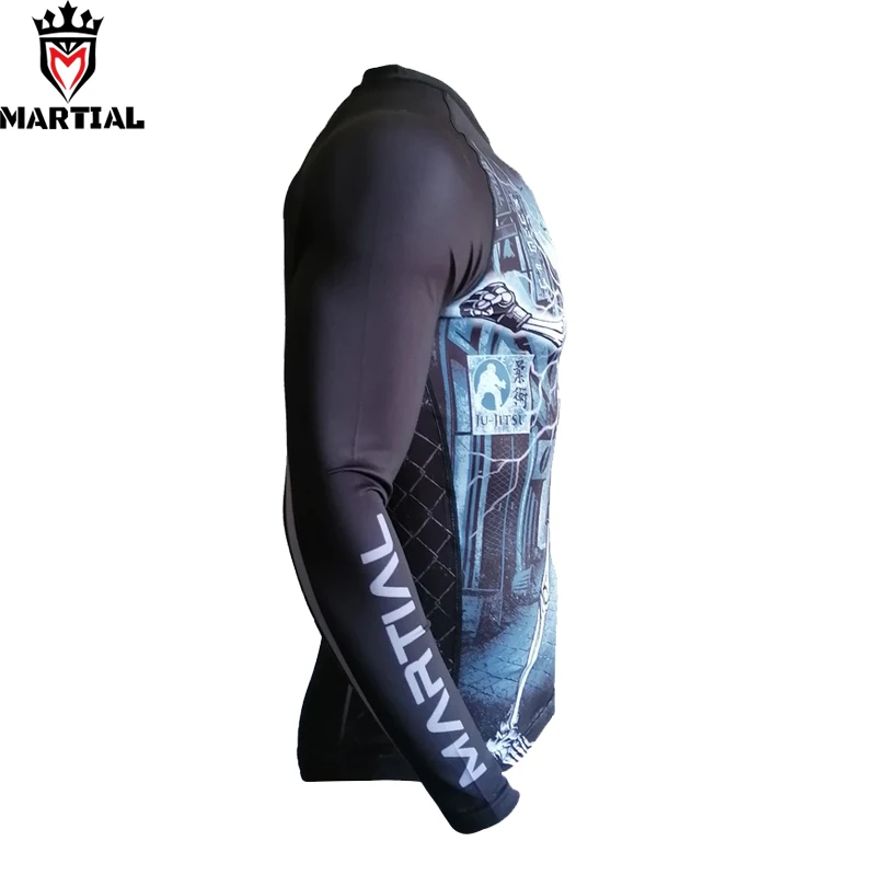 Baratos Martial 2020 nueva llegada de FIGHT Town Rashguard sublimado BJJ gym shirts MMA Crossfit shirts manga corta Camiseta deportiva