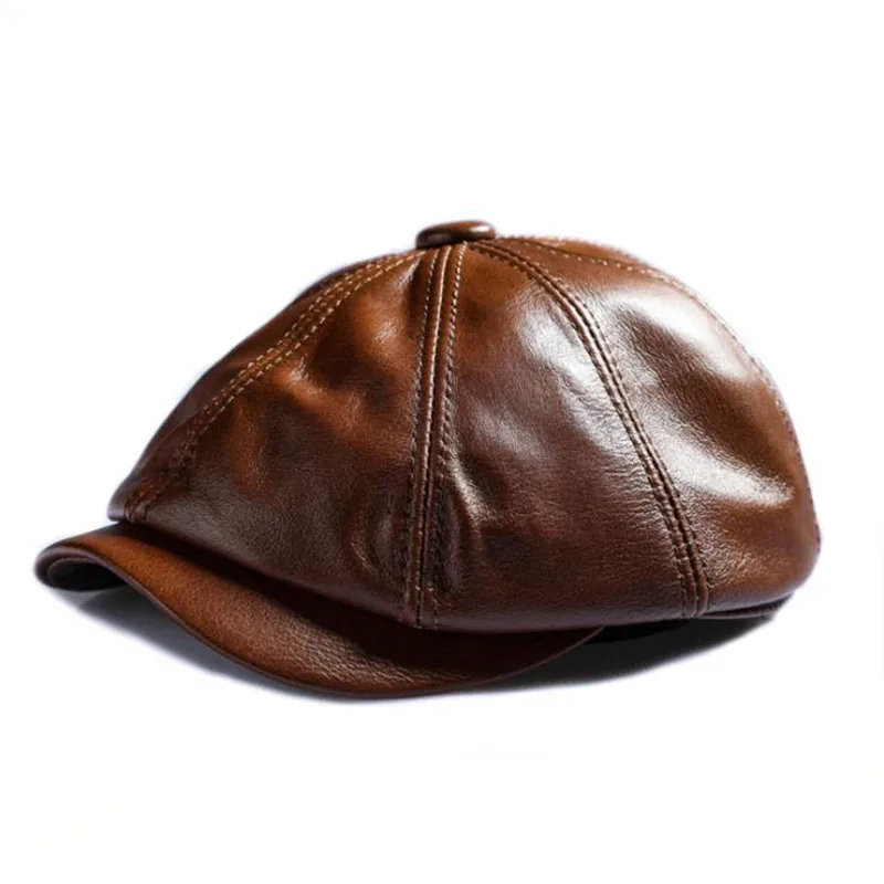 [JAMONT] Мужская теплая восьмиугольная кепка из натуральной кожи, повседневная винтажная Кепка Newsboy Golf для вождения на плоской подошве, Зимняя кепка для художника Гэтсби
