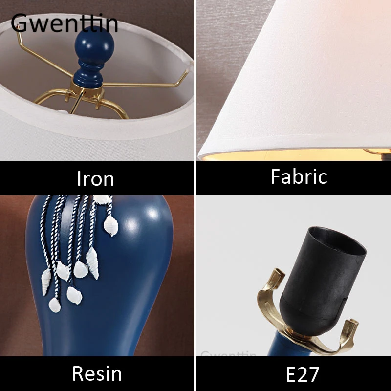 Средиземноморские тканевые настольные лампы светодиодные для гостиной спальни