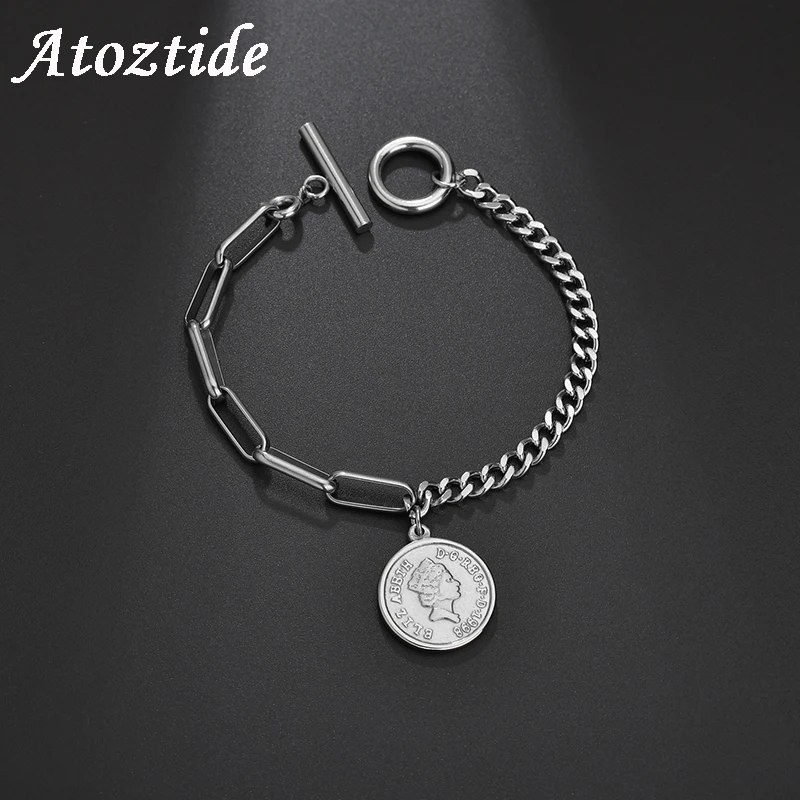 Женские браслеты талисманы из нержавеющей стали с подвеской|Цепочки и браслеты| |