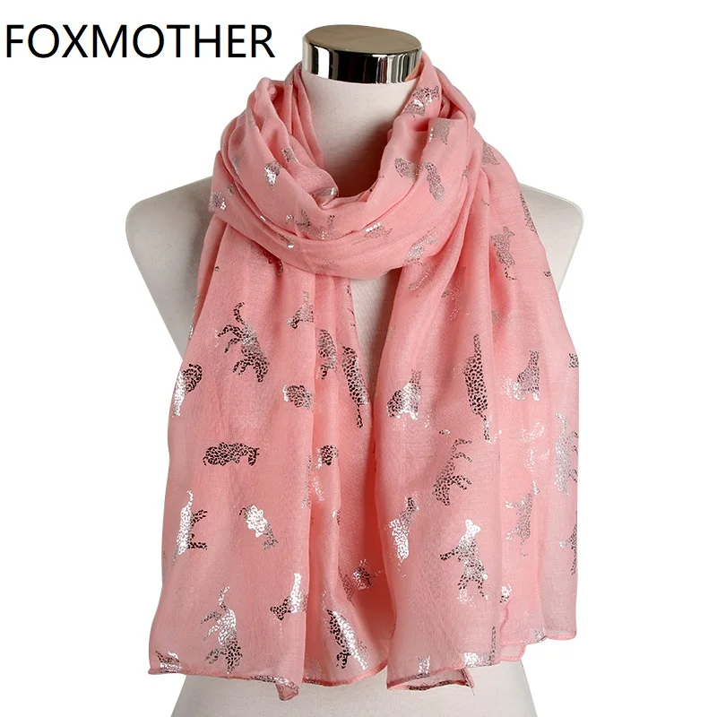 Женские леопардовые шарфы FOXMOTHER новые розовые и желтые из фольги золотые с