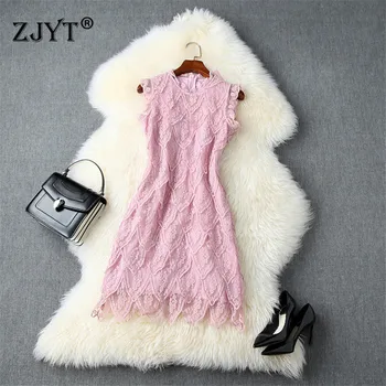 

Fashion Women Designer Summer 2020 New Clothes Lady Elegant Sleeveless Embroidery Mini Tulle Party Dresses Sexy Sweet