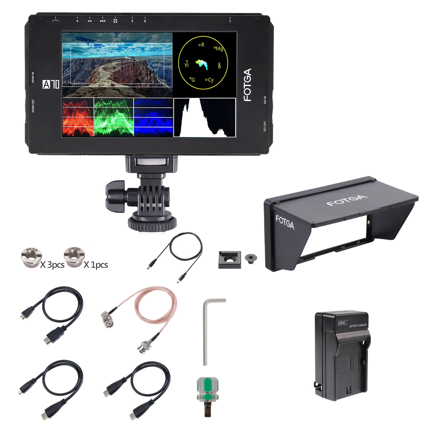 Fotga DP500IIIS A70TLS 7 Inch Touch Screen FHD IPS Video On-Camera Field Monitor,3D LUT, 3G SDI / 4K HDMI-compatible,1920x1080
