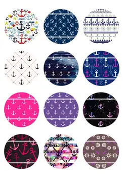 

Handmade Colorful picture Anchor Round Glass Cabochons Refrigerator magnet for Necklace Decoration and Phone Chain Accessaries26