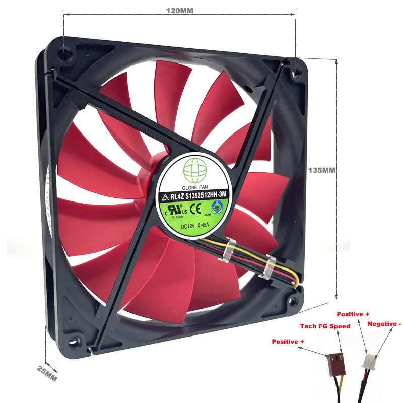 Globe-ventilador do Chassi do Computador Caixa de Alimentação Rl4z S1352512hh3m S1352512hh 0.45a 13.5cm 135 mm Novo