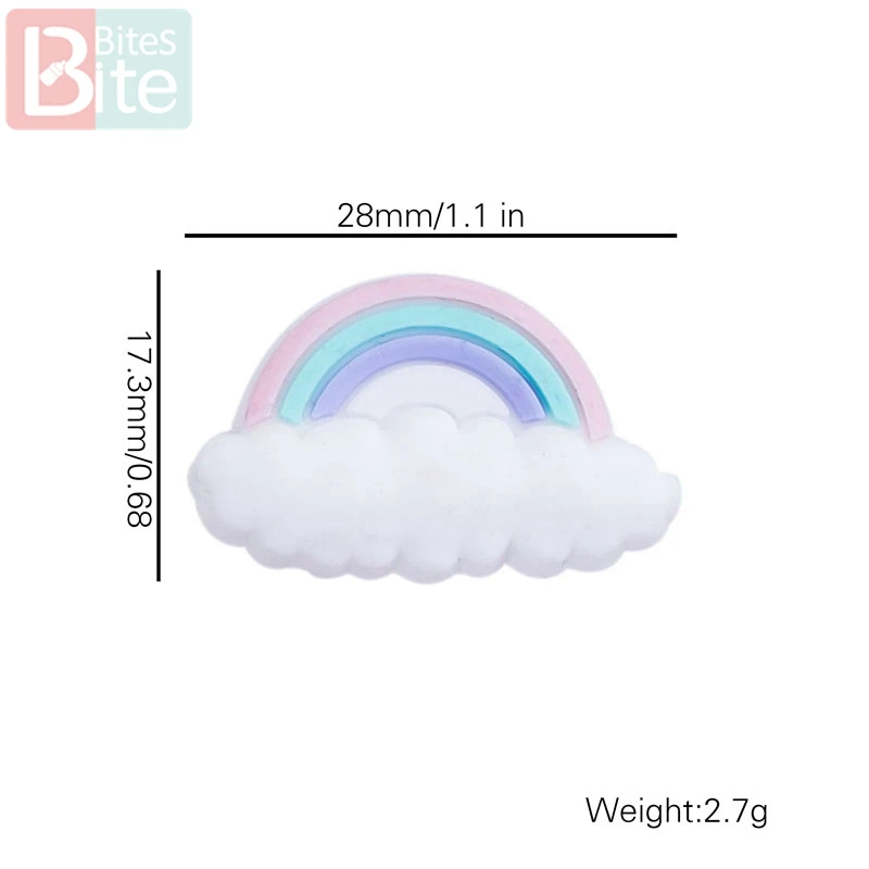 50pc Silicone Beads Baby Teether Rainbow Cloud Food Grade Teeth Tiny Rod Rodent DIY Pacifier Chain Nursing Bracelet Baby Product