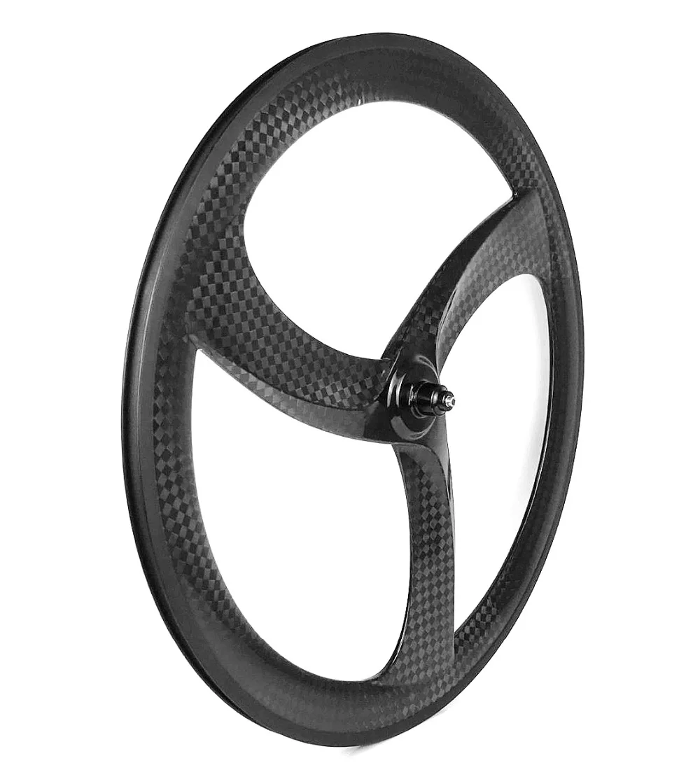700C full carbon wheels front 3-spokes rear 5-spokes track/road bike 12k glossy wheelset clincher/ tubular carbon wheels