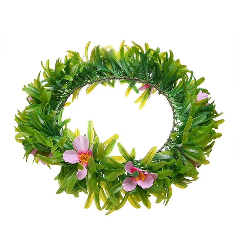

Headdress Garland Seaside Resort Holiday Fresh Grass Plastic Handmade Fabric Flower Wreath