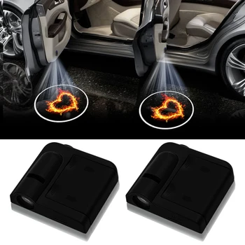 

2pc wireless Led car door welcome Laser projector Logo ghost shadow lights Door lamp love logo laser projector slide Car styling