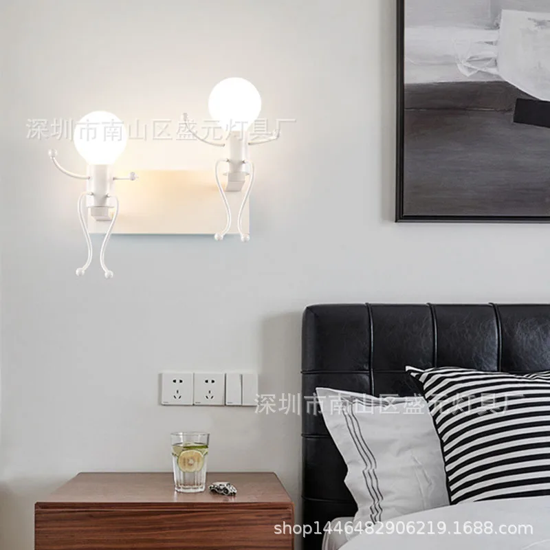 

Machine Villain Wall Lamp Modern Minimalist Creative Cool Bedroom Bedside Wall Lamp Hallway Corridor Iron Art bi gua deng