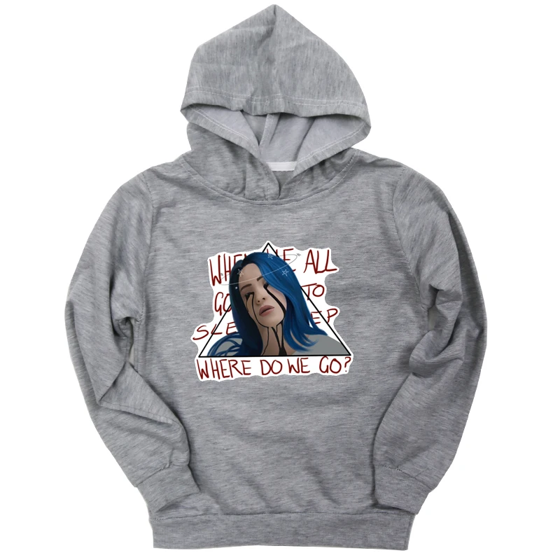 Hoodies 16 Модные толстовки с капюшоном с принтом Билли эйлиш; толстовка для маленьких мальчиков и девочек; хлопковый повседневный спортивный свитер для подростков; сезон весна-осень - Цвет: Hoodies 16
