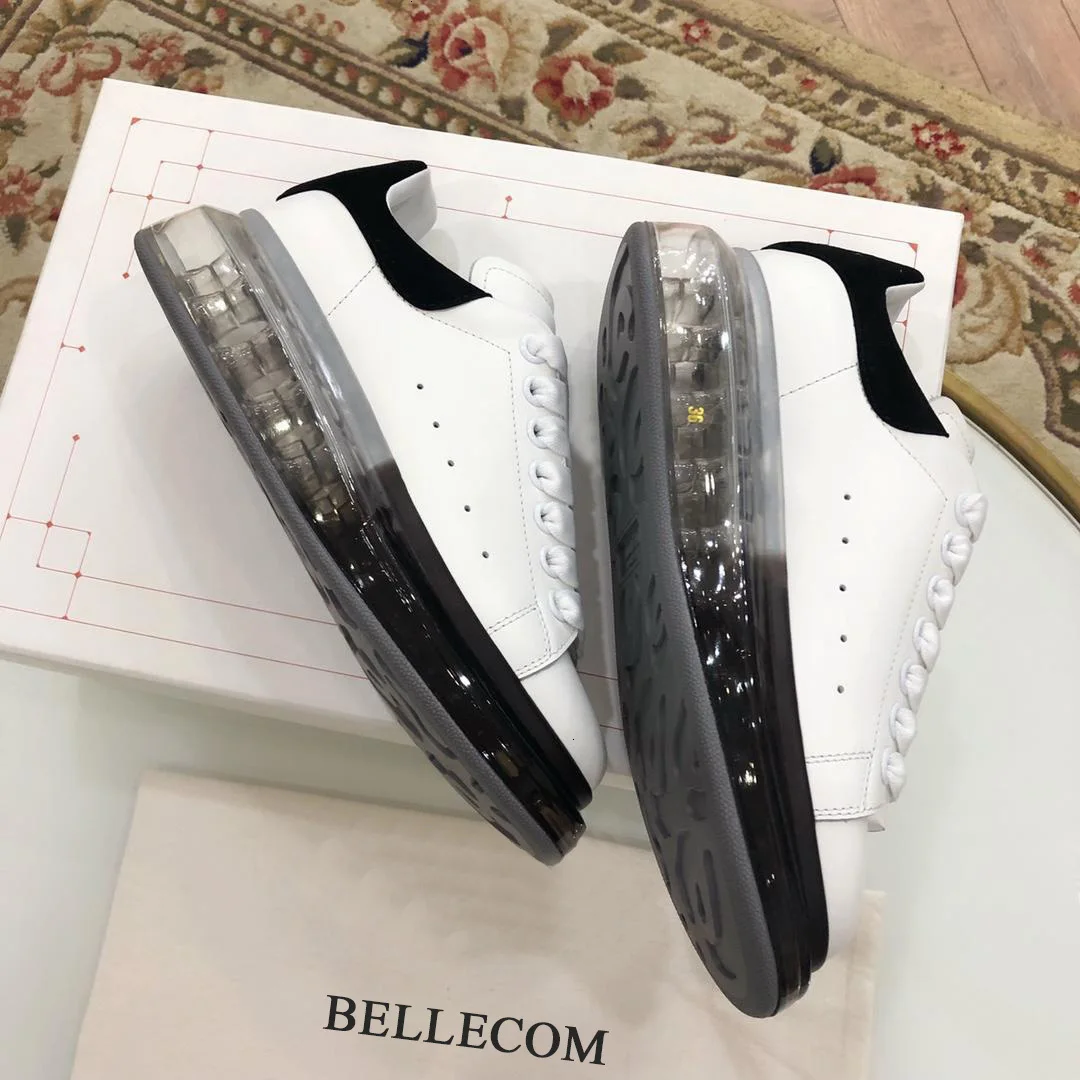 BELLECOM/белые туфли на толстой платформе с воздушной подушкой и кристаллами; повседневные женские кроссовки из натуральной кожи в Корейском стиле; zapatos de mujer