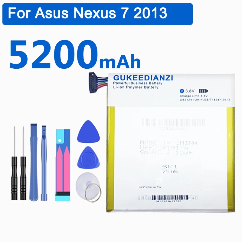 GUKEEDIANZI 5200 мАч C11P1303 сменная батарея для Asus Google Nexus 7 2013 ME571 ME57K ME57KL K009 K008+ Nexus7 внешний аккумулятор