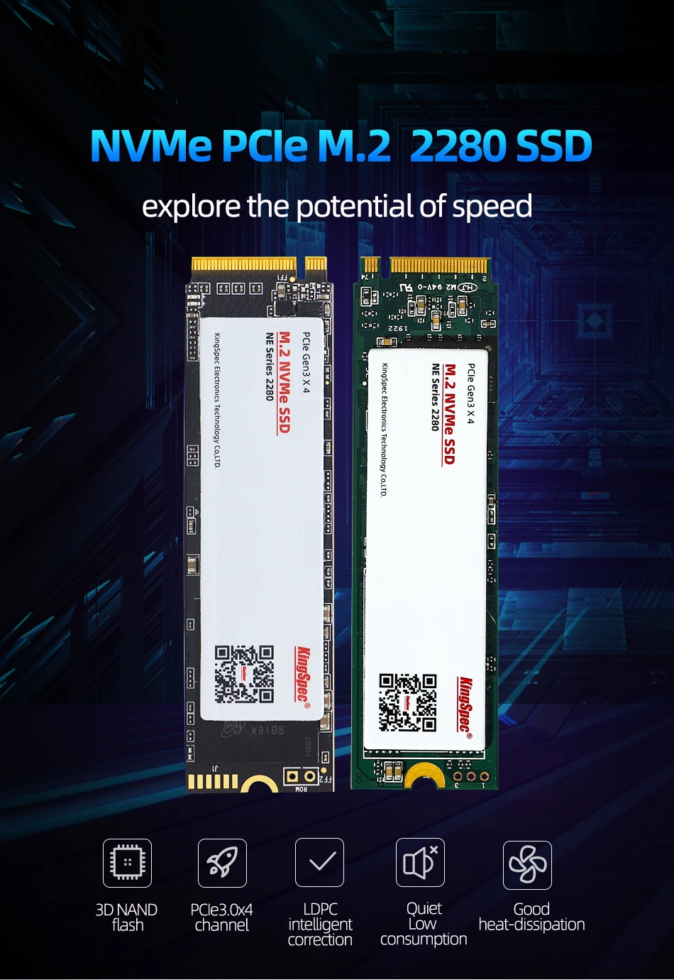KingSpec M.2 SSD 500 ГБ 512 ГБ PCI-e3.0X4 сигнала NVMe жесткий диск HDD HD 22X80 SSD M2 внутренний жесткий диск для ноутбуков планшетов