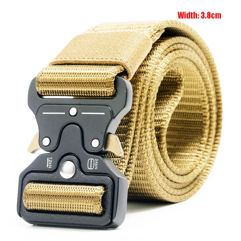 3.8cm belt Военный Тактический нейлоновый ремень с металлической пряжкой Регулируемый армейский полицейский открытый быстросъемный тренировочный ремень для охоты ширина 3,8 см 4,3 см - Цвет: 3.8cm belt