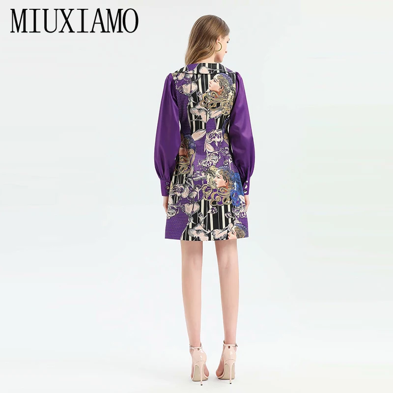 MIUXIMAO, высокое качество,, подиум, дизайнерское, весеннее платье, женское, в горошек, фиолетовое, элегантное, Повседневное платье, для женщин, vestidos