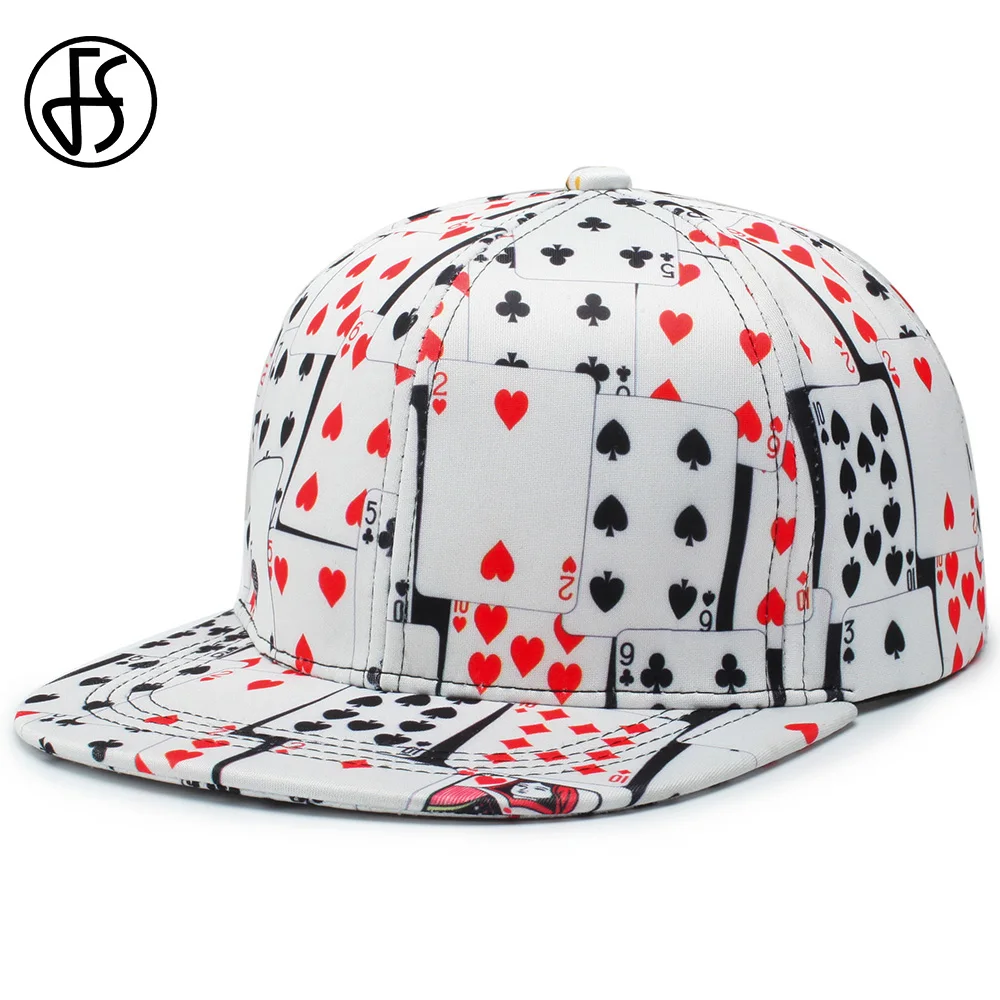 FS модные плоские Брим покер печати Snapback Бейсбол кепки белый хлопок зима шапки для женщин мужчин хип хоп папа Hat каскет Хомм