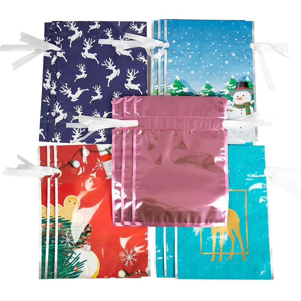 15Pcs Christmas Candy Gift Packing Bags Christmas Drawstring Gift Bag Drawstring Gift Storage Bag for Children's Gift Packing