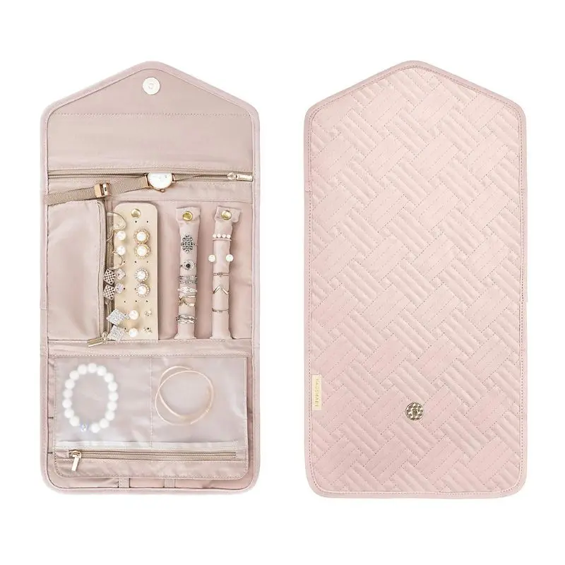 

3 Color Portable Travel Jewelry Organizer Roll Foldable Jewelry Case for Journey Rings Bracelet Necklace Earing Storage Bag Case