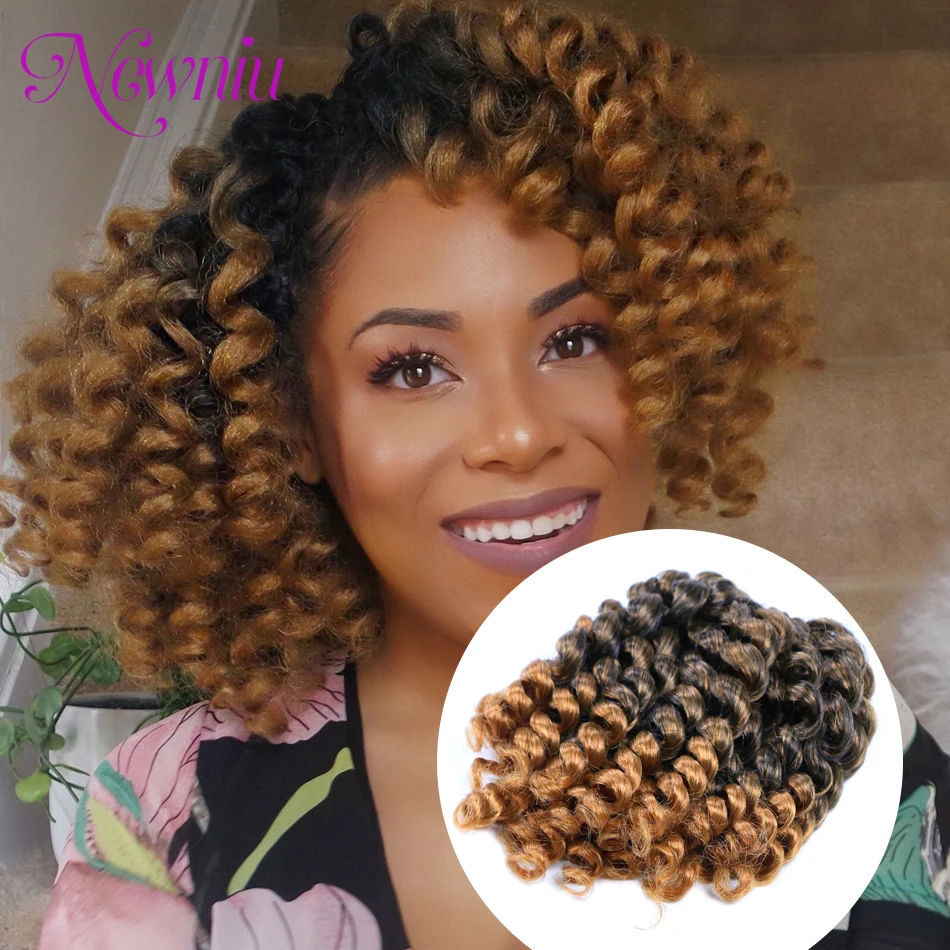 Ombre Synthetic Braiding Hair Jumpy Wand Curl Crochet Braids Crochet Hair Extension for Black Women Jamaican Bounce Curly Hair 2