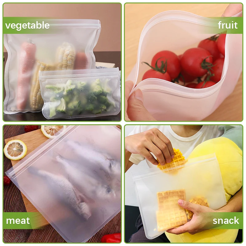 Reusable Silicone Food Bag, Freezer Storage Containers