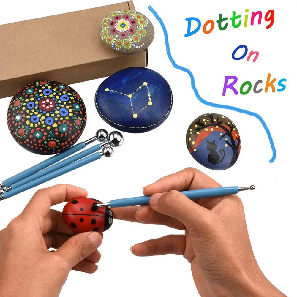 Polymer Modeling Clay Sculpting Tools Dotting Pen Ball Stylus, Pottery Ceramic Clay Indentation Tools Set for DIY Nail Art Craft
