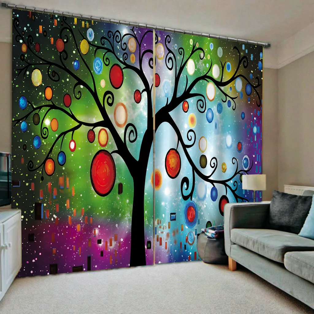 

Abstract tree curtains 3D Curtain Printing Blockout Polyester blackout curtains