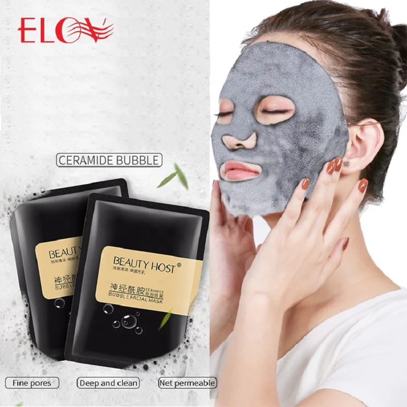Mascarilla Facial de espuma de burbujas para el cuidado de la piel, máscara  blanqueadora coreana, hoja hidratante, ceramida, belleza, color negro, 5  unids/lote - AliExpress