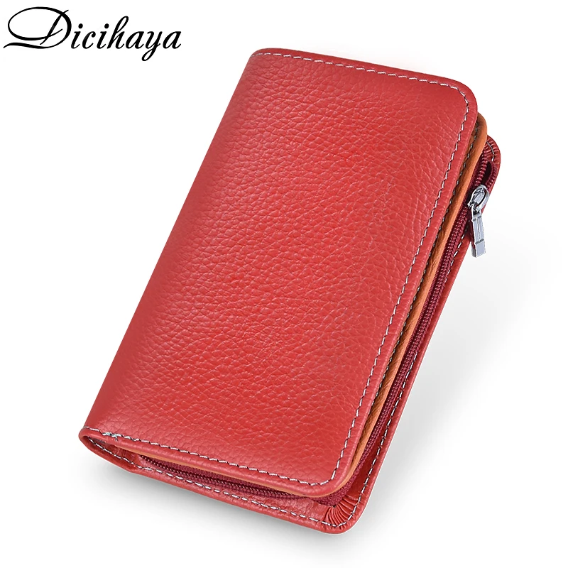 

DICIHAYA Rfid Genuine Leather Women Wallet Female Portomonee Coin Purse Women Short Money Bags Designer Color Stitching Card Bag