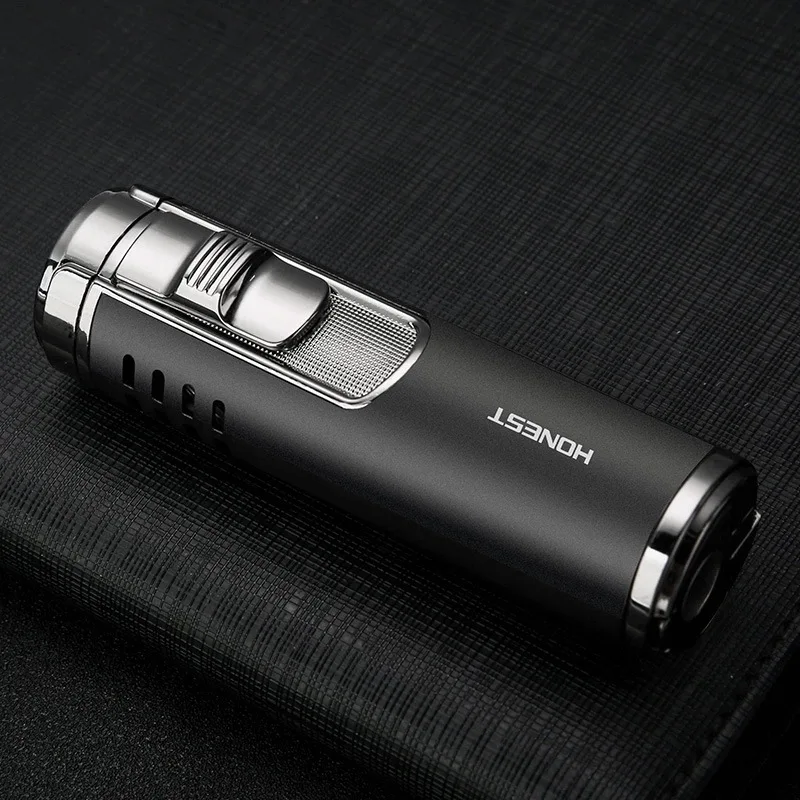 

Creative Four Spray Torch Turbo Gas Lighter Blue Jet Flame Spray Gun Electronic 1300C Butane Cigar Camping Survival Lighter