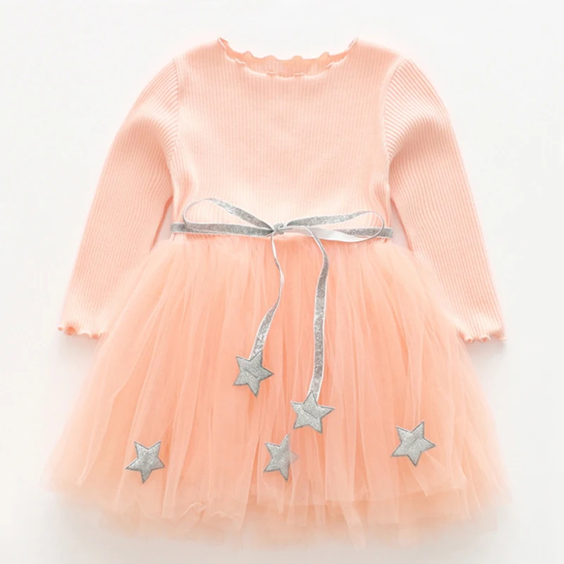 Baby Girls Dress Autumn Children Clothes Spring Long Sleeve Straped Bow Pleated Dress for Girl Kids Princess Dresses 2 7 Years