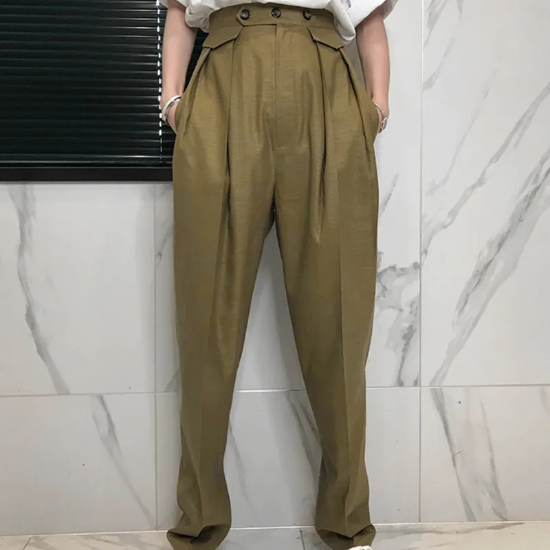 OLOEY2019 Новая мода свободные Кнопки Твердые плоские широкие брюки повседневное для женщин осень Лидер продаж модное высококачественное низ