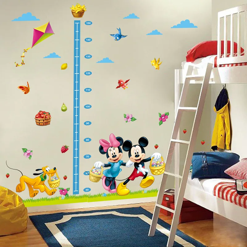 Cartoon minnies mickeys mouse growth chart height measure children baby bedroom wall decorative decals for home Decor