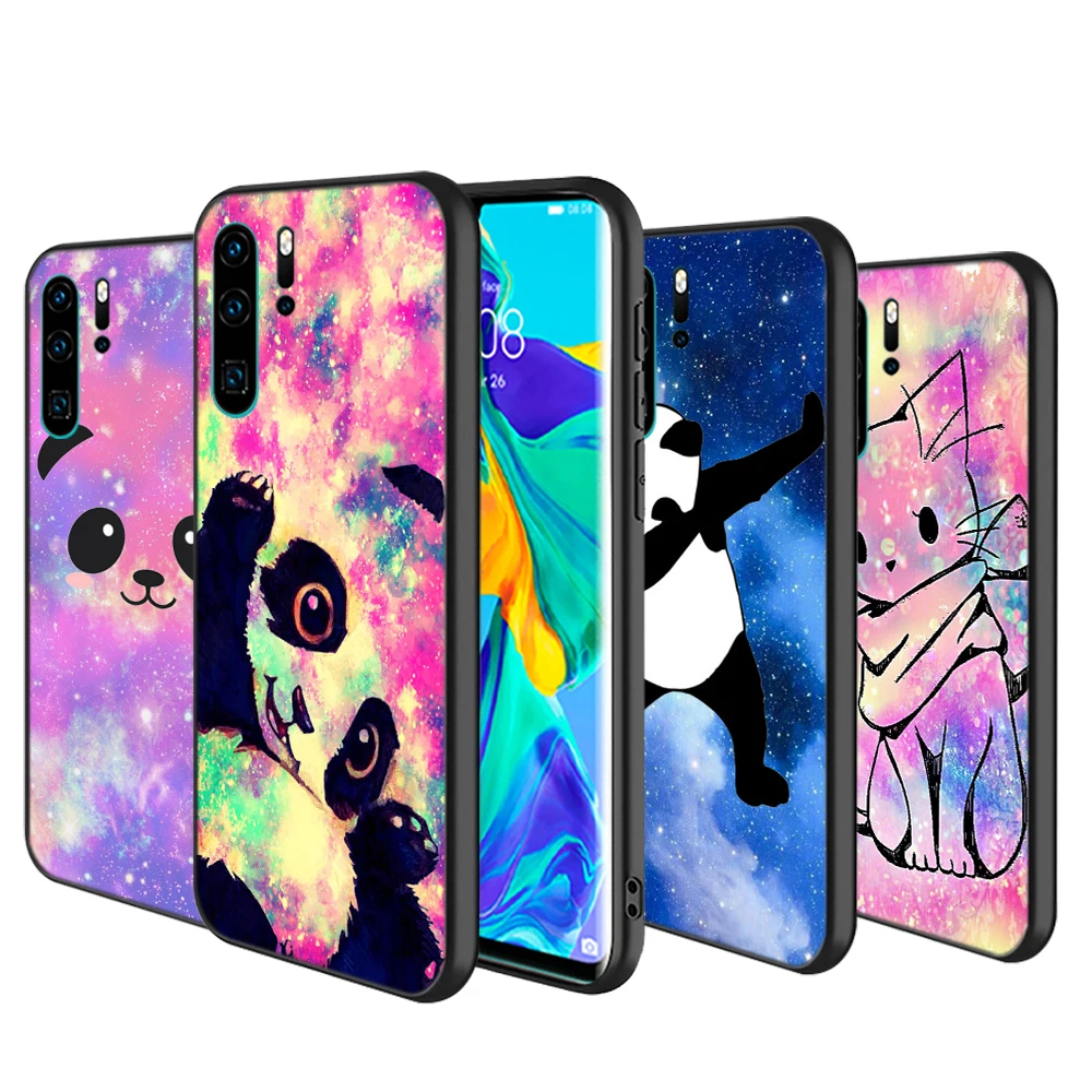 Силиконовый чехол с розовыми блестками World Panda для Huawei P40 P30 P20 Pro P10 P9 P8 Lite E Plus 2019 2017
