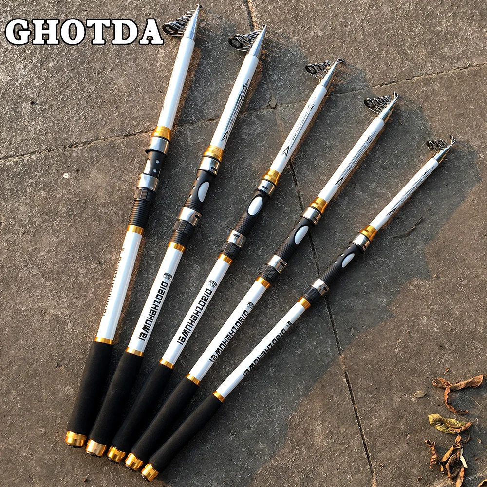 GHOTDA Telescopic Sea Fishing Rod Hard Spinning Pole 2.1M -3.6M | Спорт и развлечения