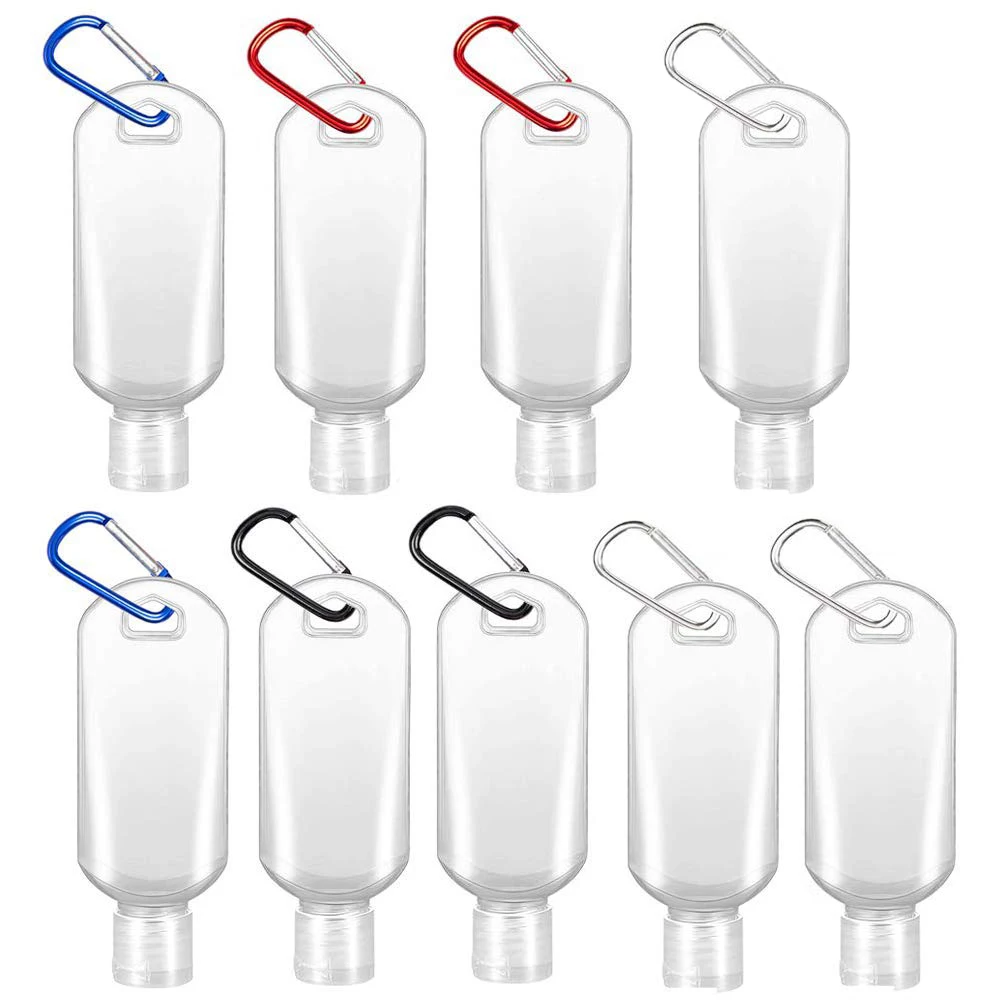 

5/10Pcs/pack 50ml Empty Refillable Bottle Keychain Ring container Travel Transparent Plastic Perfume Mini Bottle Flip Cap Bottle