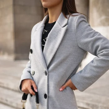 

Fashion Spring Autumn Women Coat Slim Jacket Female Office Lady Casual Suit Clothes Black Pockets Notched Outwear