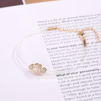 

Fashion Popular Bracelet Transparent Fish Line Chain Invisible Bracelet Women Geometic Clear Zircon Charm Jewelry Accessory