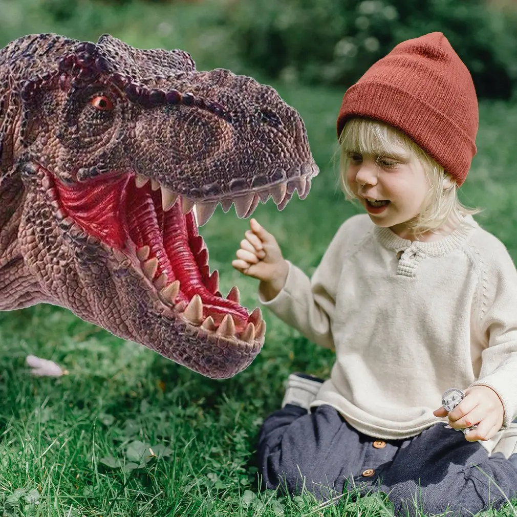 Animal Finger Puppet New Dinosaur Hand Puppets Soft Rubber Dinosaur Toys Jurassic Raptor Realistic Puppet Head Hand Puppet Figure Toys